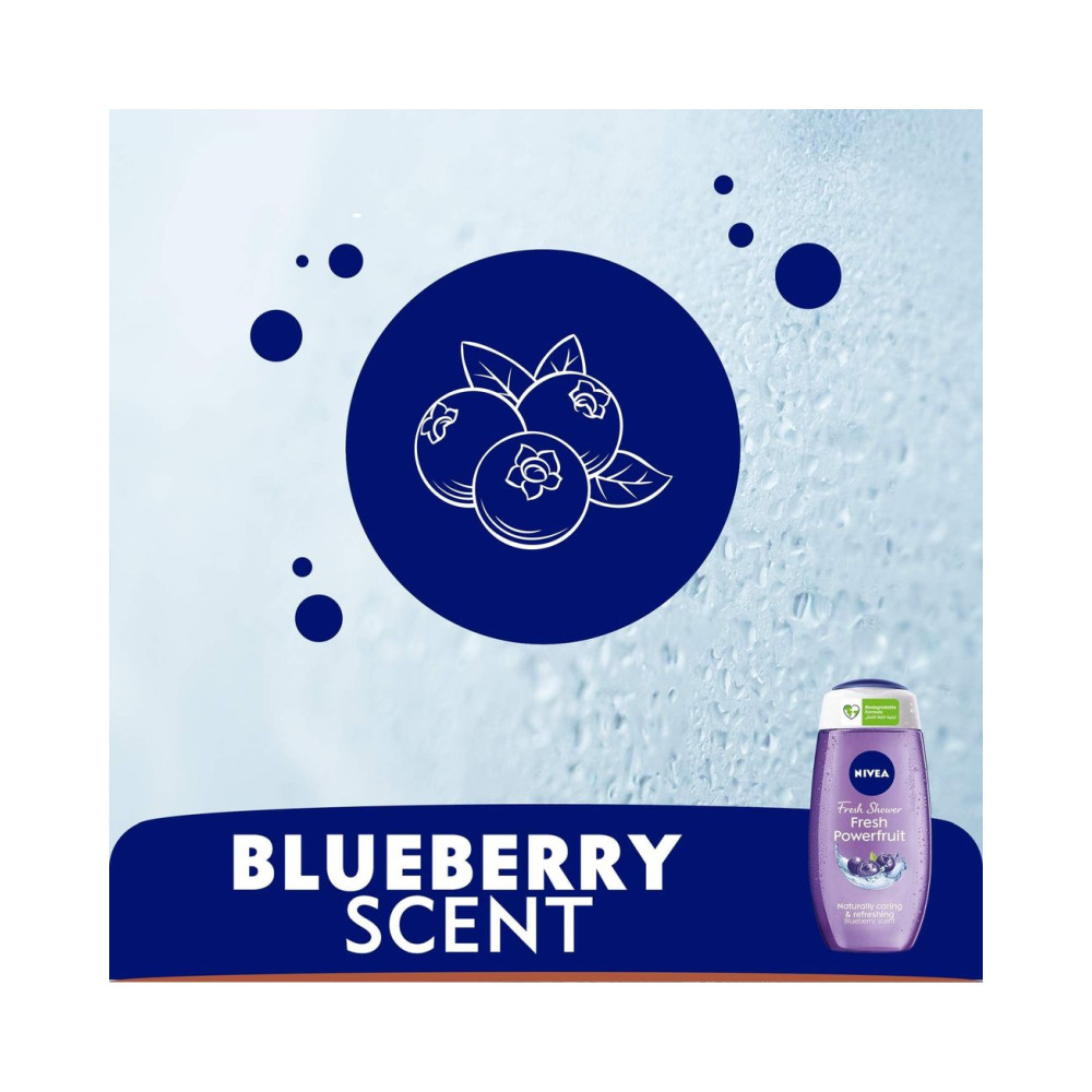 NIVEA Fresh Powerfruit Shower Gel, Wild Berry Scent, 250 ml