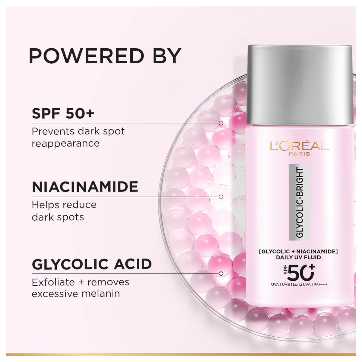 Loreal Paris Glycolic bright Anti dark Spot Daily Uv Fluid Spf50 50ml