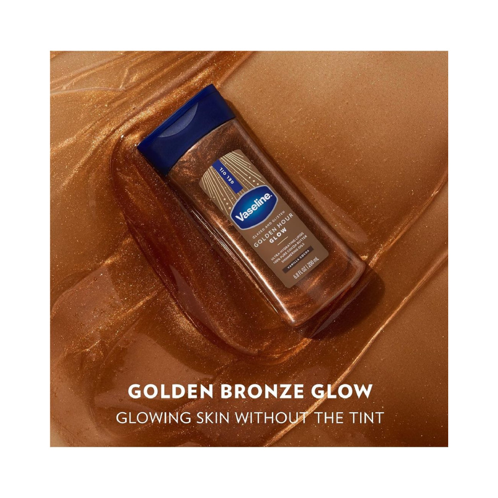 Vaseline Glazed and Glisten Golden Hour Body Gel Oil Glow Vanilla Cocoa Shimmeri