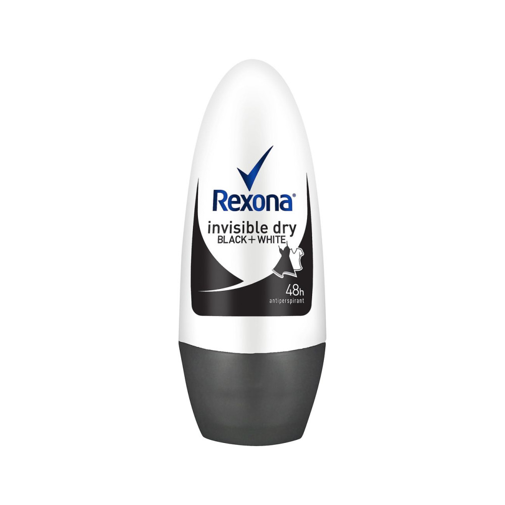REXONA Women Antiperspirant Roll On Deodorant Invisible Dry Black+White 50ml