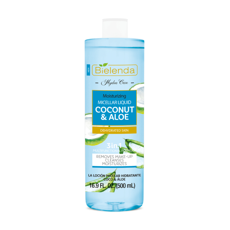 Bielenda Hydra Care Moisturising 3in1 Micellar Liquid Coconut & Aloe Dry Dehydrated Skin 500ml