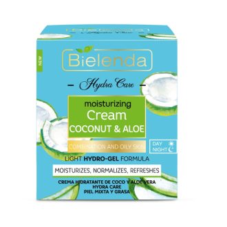 Bielenda Hydra Care Moisturising Face Cream Coconut & Aloe Combination Skin 50ml