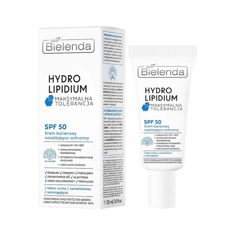 Bielenda Hydro Lipidium Maximun Tolerance Moisturising Protective Barrier Cream SPF50 30ml (2)