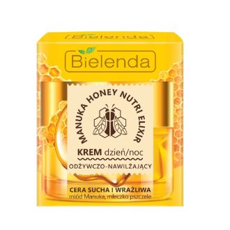 Bielenda Manuka Honey Nutri Elixir Nourishing and Moisturising Face Cream Day Night for Dry and Sensitive Skin 50ml