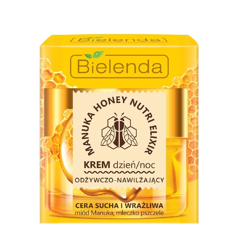 Bielenda Manuka Honey Nutri Elixir Nourishing and Moisturising Face Cream Day Night for Dry and Sensitive Skin 50ml