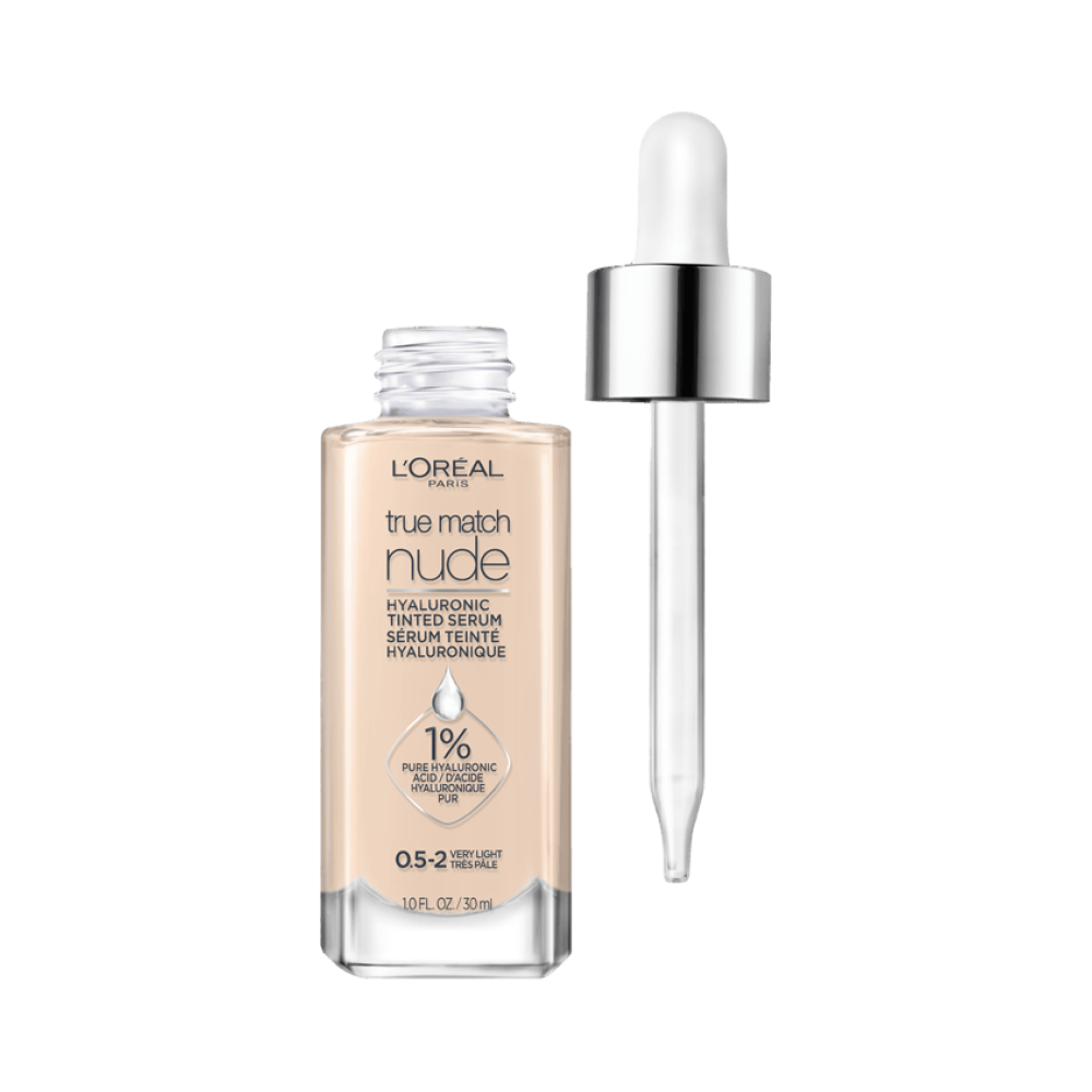 Nude Hyaluronic Tinted Serum Foundation with 1% Hyaluronic Acid, Lightweight Coverage For Dry Skin