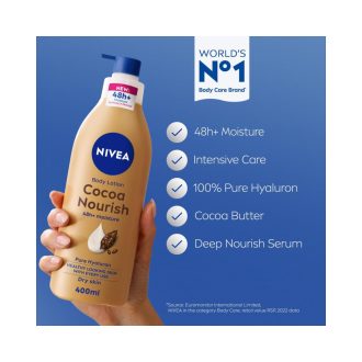 NIVEA Body Lotion for Dry Skin, Cocoa Butter, 5in1 Complete Care, 48H Deep Moisture, 400ml